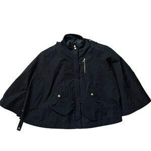 Marina Rinaldi Sport Black Trench Poncho Cape Rain Jacket Pockets XL